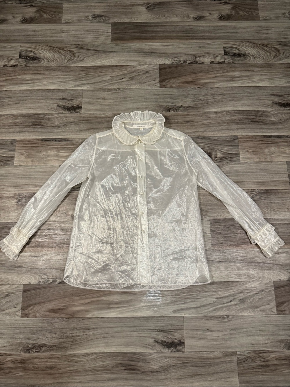 Marc Jacobs Mainline Pearlescent Sheer Organza Blouse Size 8